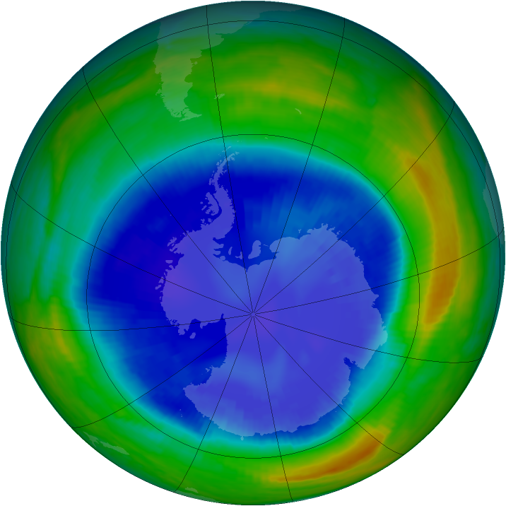 Antarctic ozone map for 01 September 1999